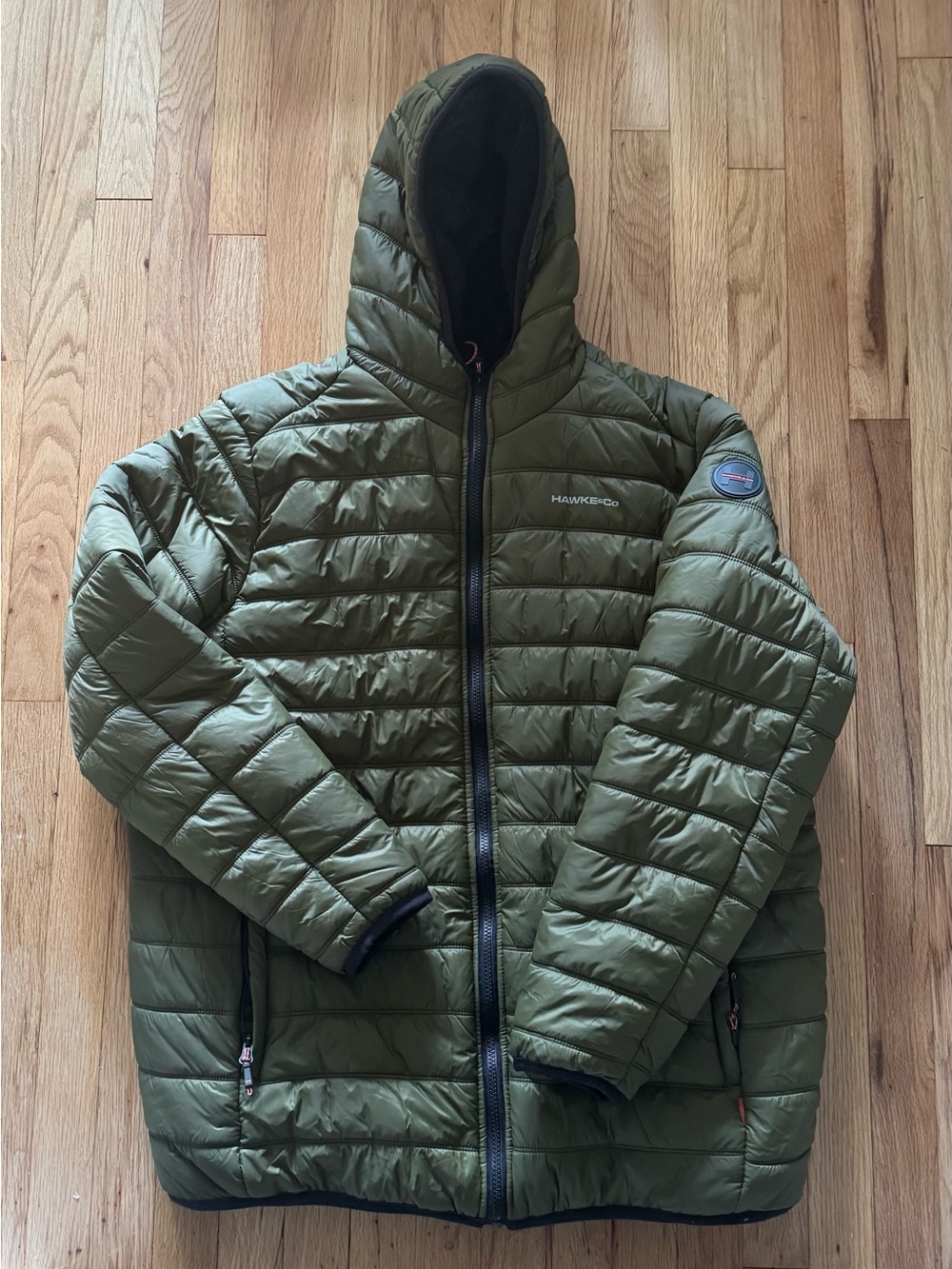 Hawke & Co Olive Quilted Hooded Puffer Jacket for Men